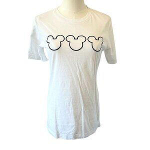 Disney Printed White Cotton T-Shirt Size Small